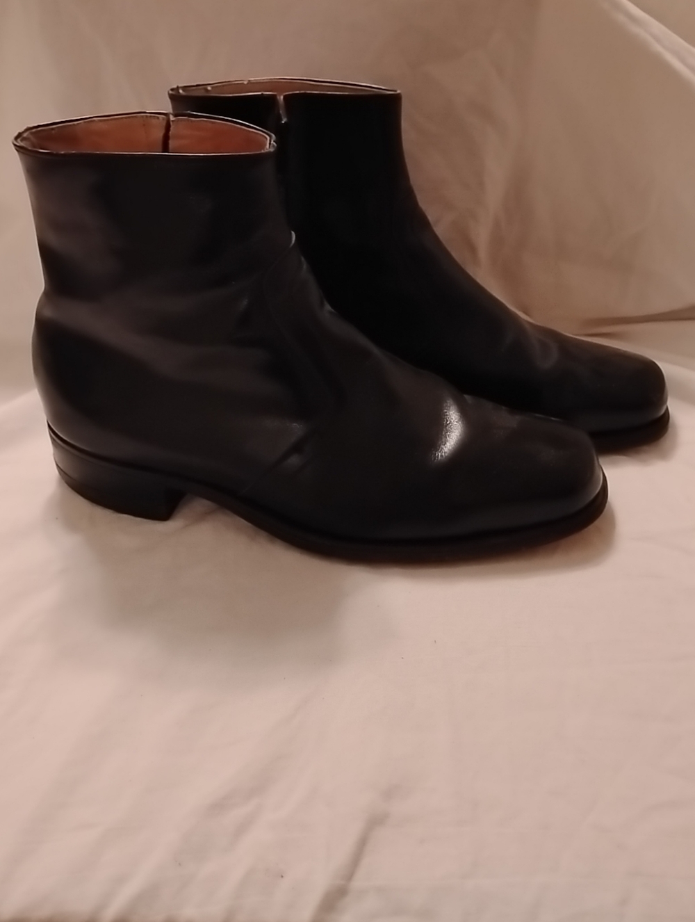 Vtg The Florsheim Shoe Short Boots Mens Leather Black Zip Boot